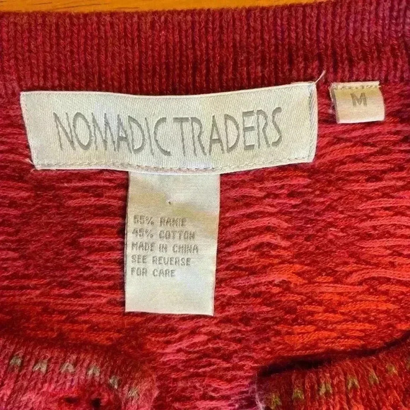 Nomadic Traders Nordic Cardigan Cottagecore Christmas Sweater Paisley Sz Medium - Picture 7 of 9